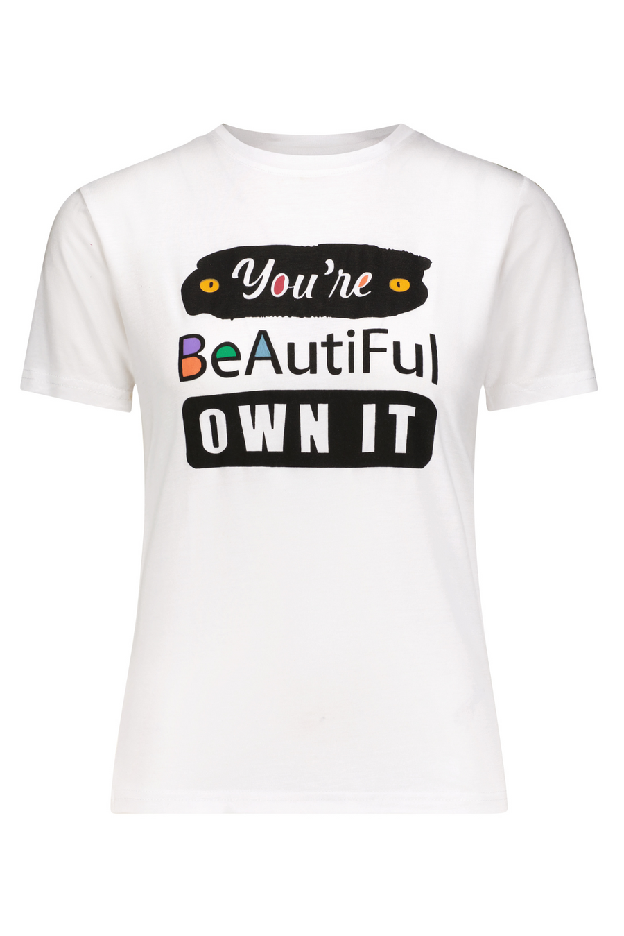 You're Beautiful Own It Cotton T-Shirt II in White - Furkat & Robbie