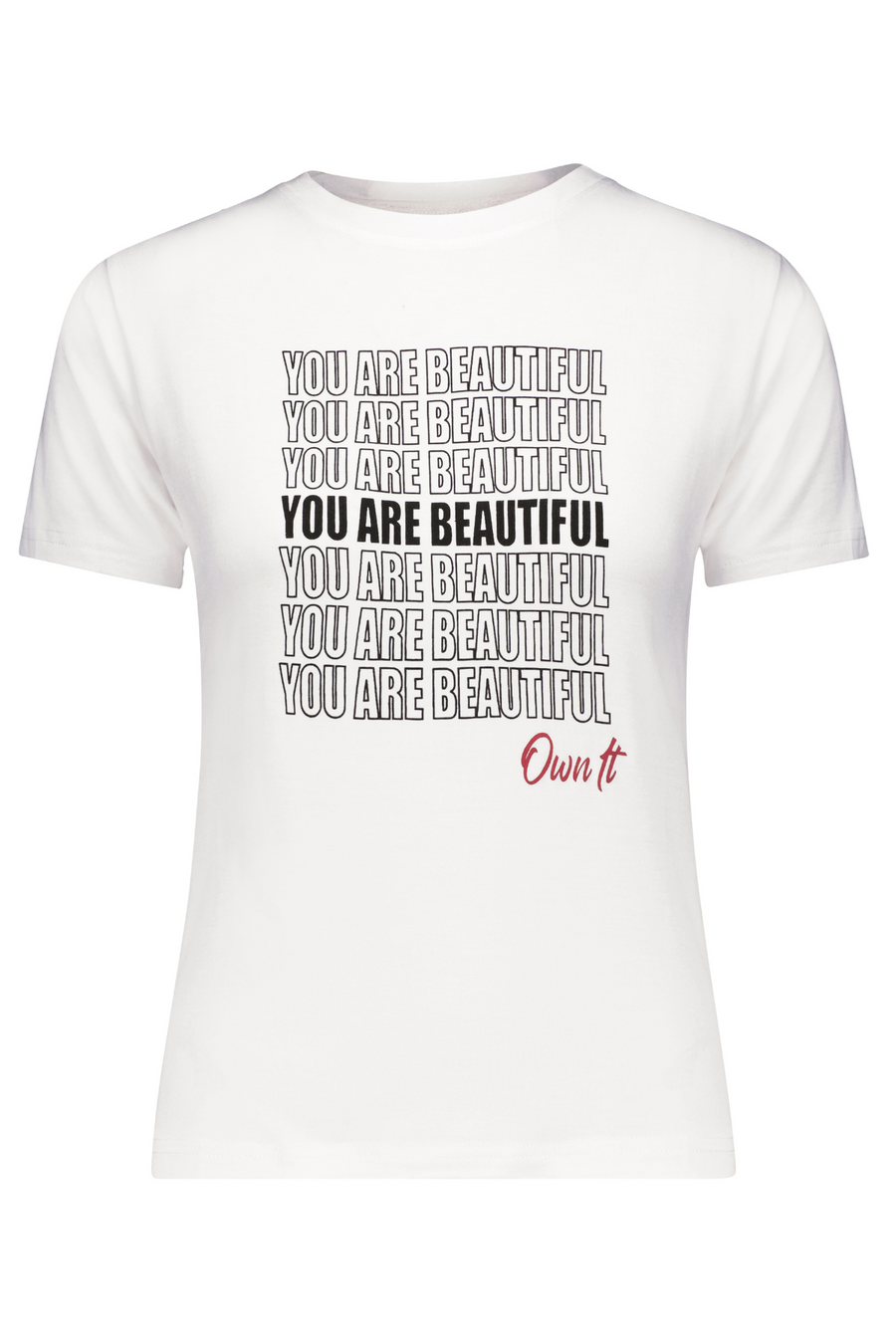 You're Beautiful Own It Cotton T-Shirt in White - Furkat & Robbie