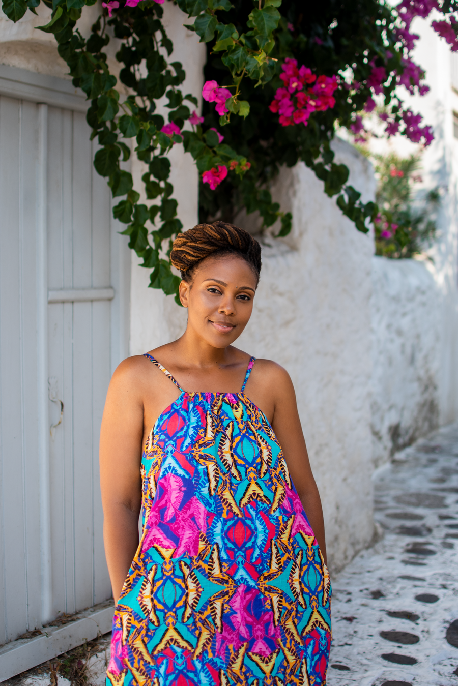 Furkat Robbie Coreen Cotton Strappy Maxi Dress in Teal Orchid M L