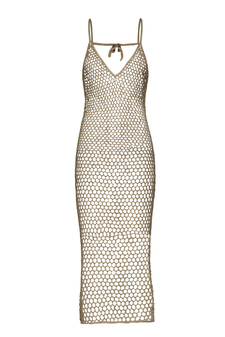 Kaya Crochet Midi Dress in Earthy Sand - Furkat & Robbie