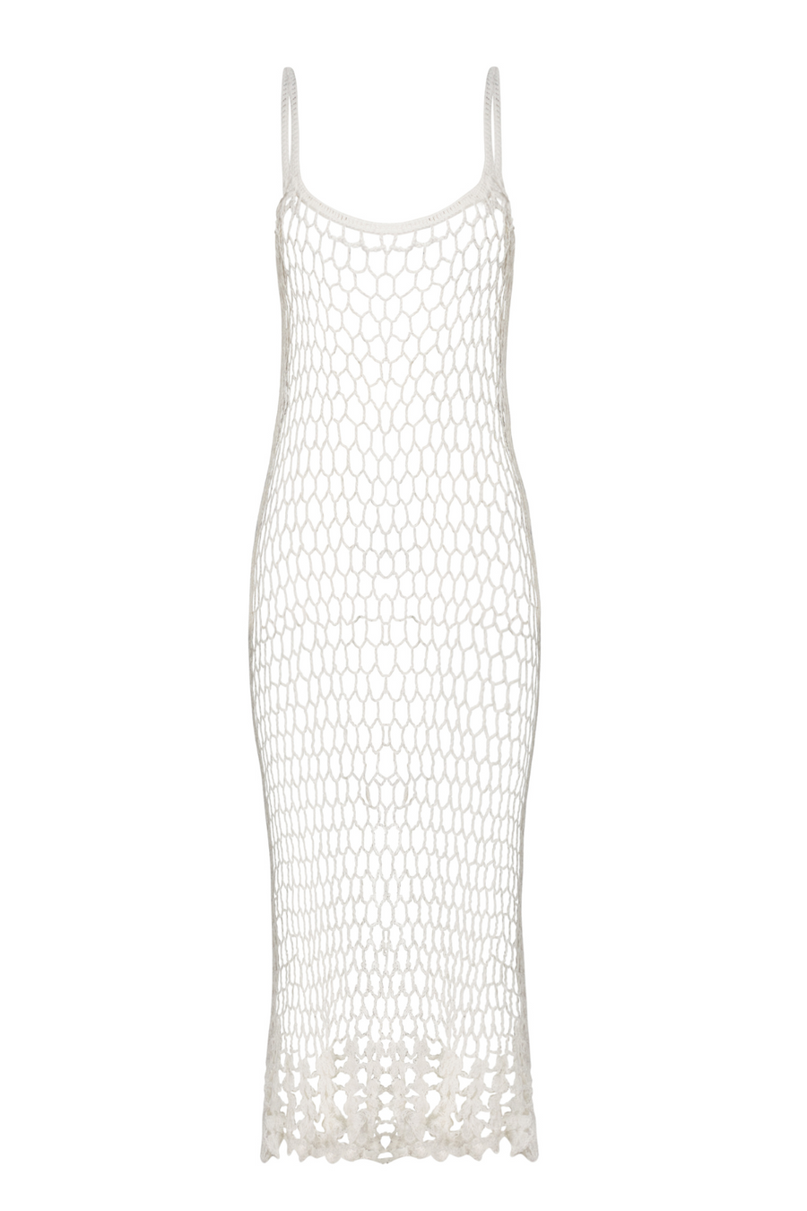 Marley Mesh Handmade Crochet Knit Dress - Stone white