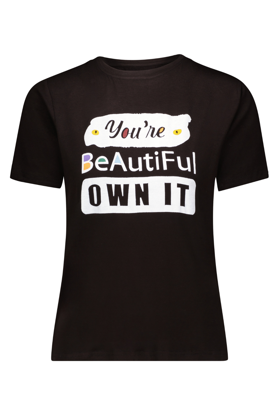 You're Beautiful Own It Cotton T-Shirt II in Black - Furkat & Robbie