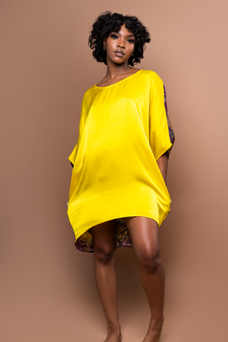 Tunde Tunic Mini Dress in Silk - Soul of Gold Yellow Tunde Tunic Mini Dress in Silk - Soul of Gold Yellow