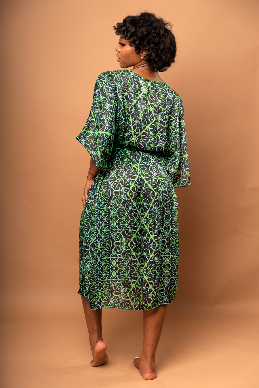 Akila Kimono Wrap Dress - Octavia Lazer Iguana - Furkat & Robbie
