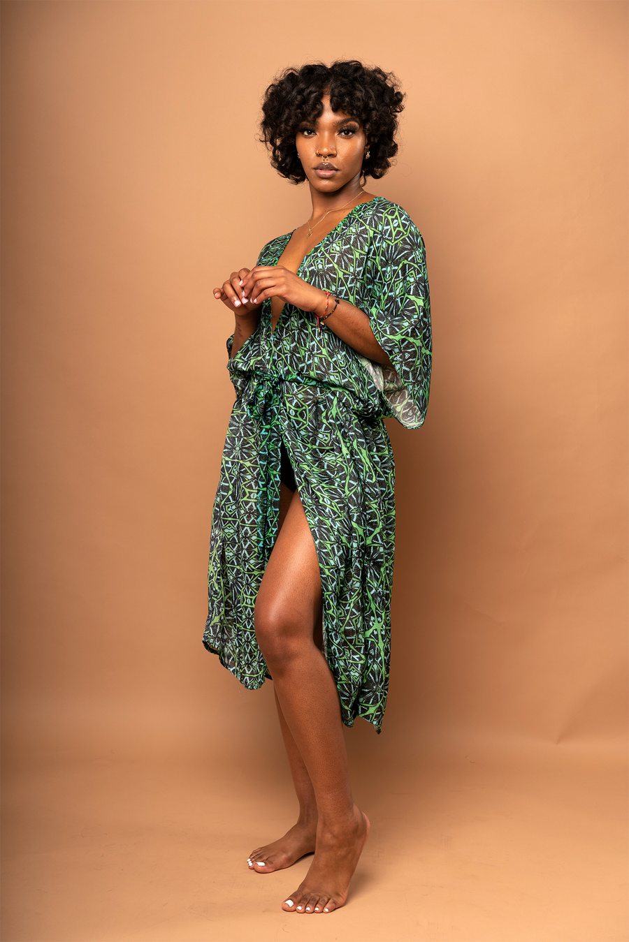 Akila Kimono Wrap Dress - Octavia Lazer Iguana Akila Kimono Wrap Dress - Octavia Lazer Iguana