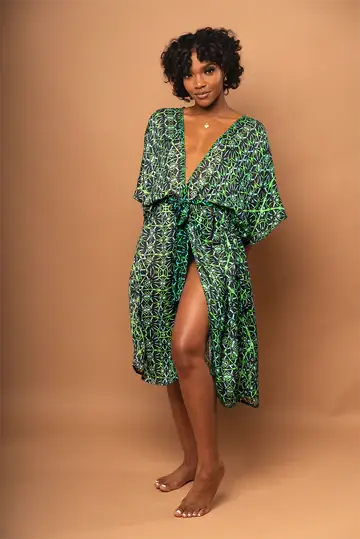 Furkat & Robbie Akila Kimono Wrap Dress - Green Furkat & Robbie Akila Kimono Wrap Dress - Green