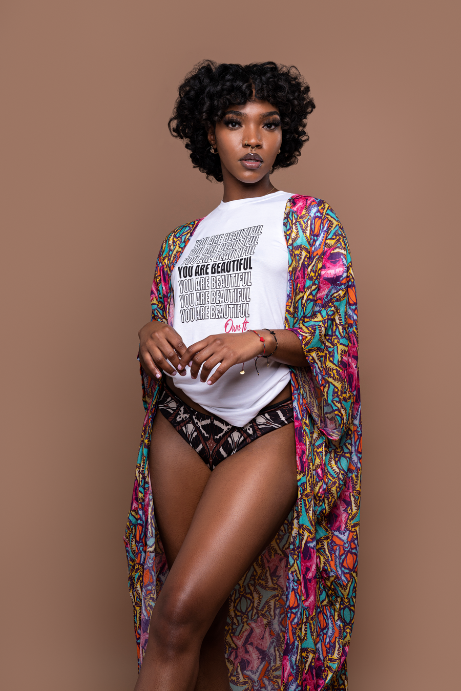 You're Beautiful Own It Cotton T-Shirt in White - Furkat & Robbie
