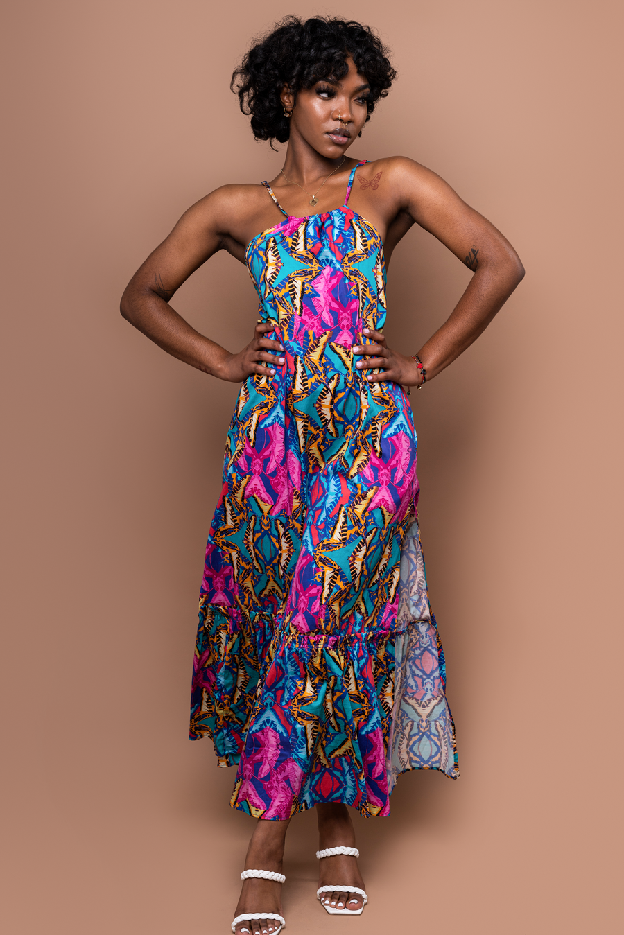 Coreen Cotton Strappy Maxi Dress - Teal Orchid - Furkat & Robbie