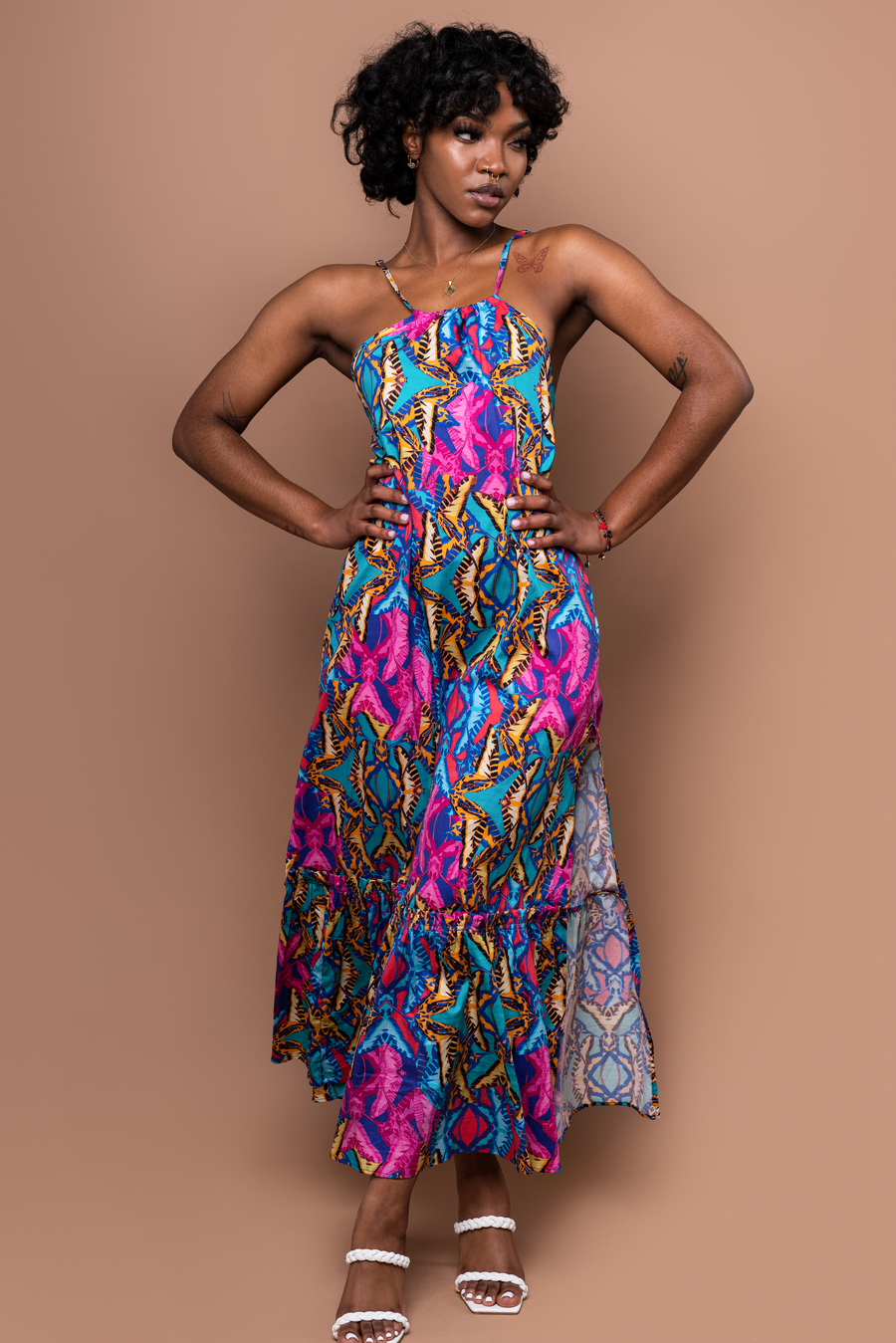 Coreen Cotton Strappy Maxi Dress Teal Orchid Furkat Robbie