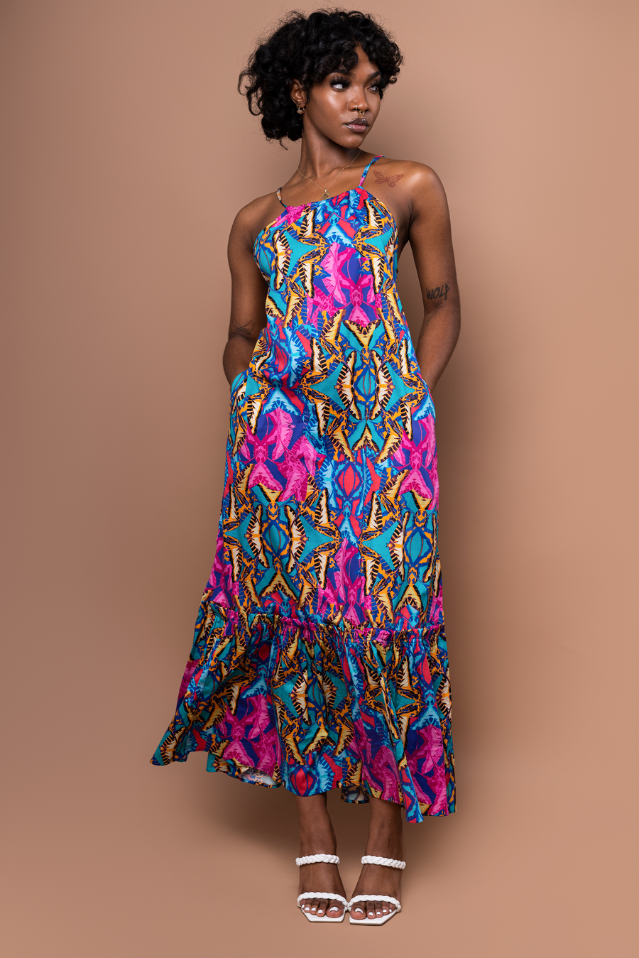 Coreen Cotton Strappy Maxi Dress - Teal Orchid - Furkat & Robbie