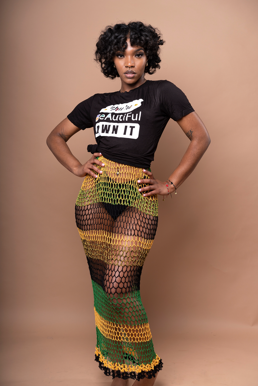 You're Beautiful Own It Cotton T-Shirt II in Black - Furkat & Robbie