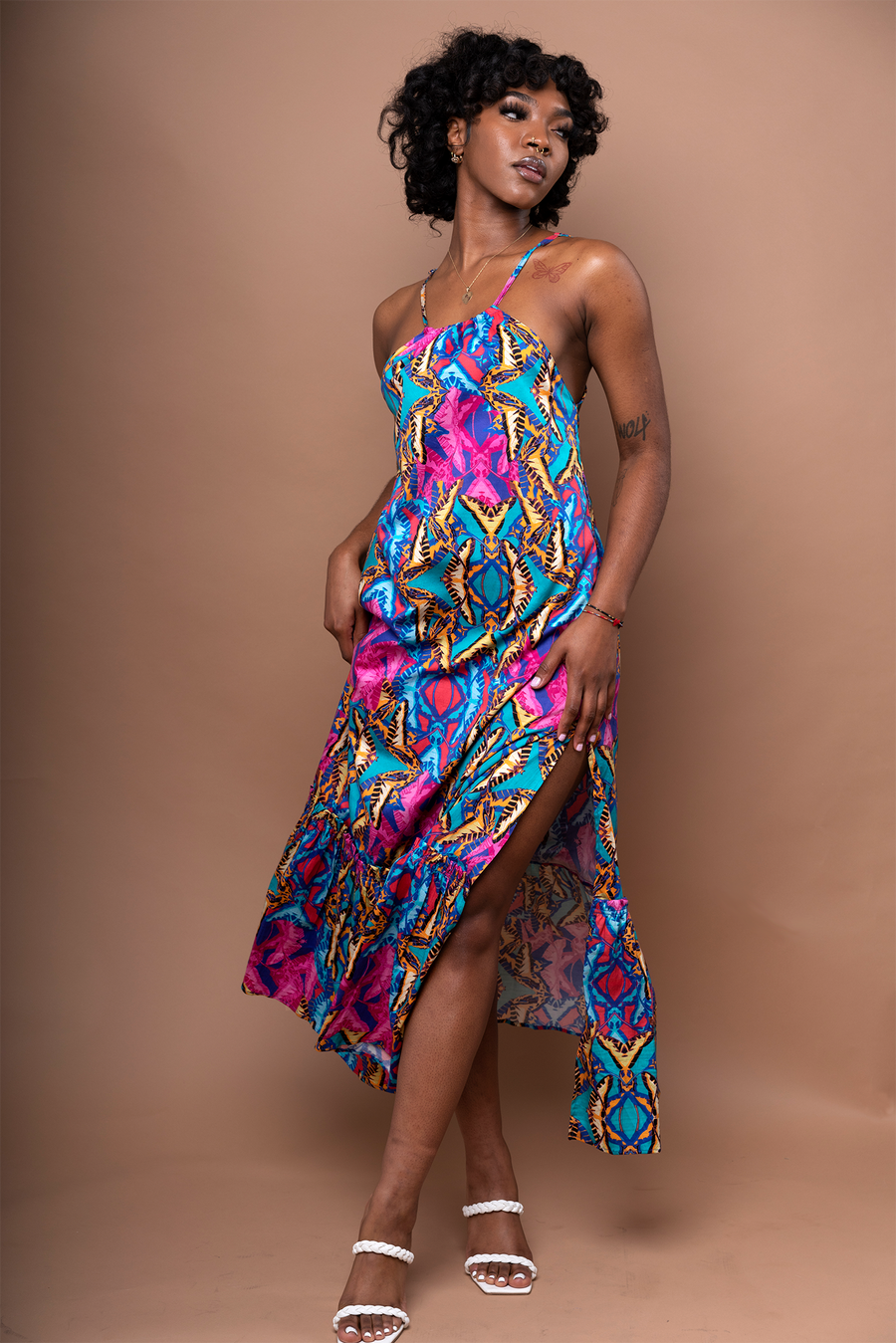 Coreen Cotton Strappy Maxi Dress - Teal Orchid - Furkat & Robbie