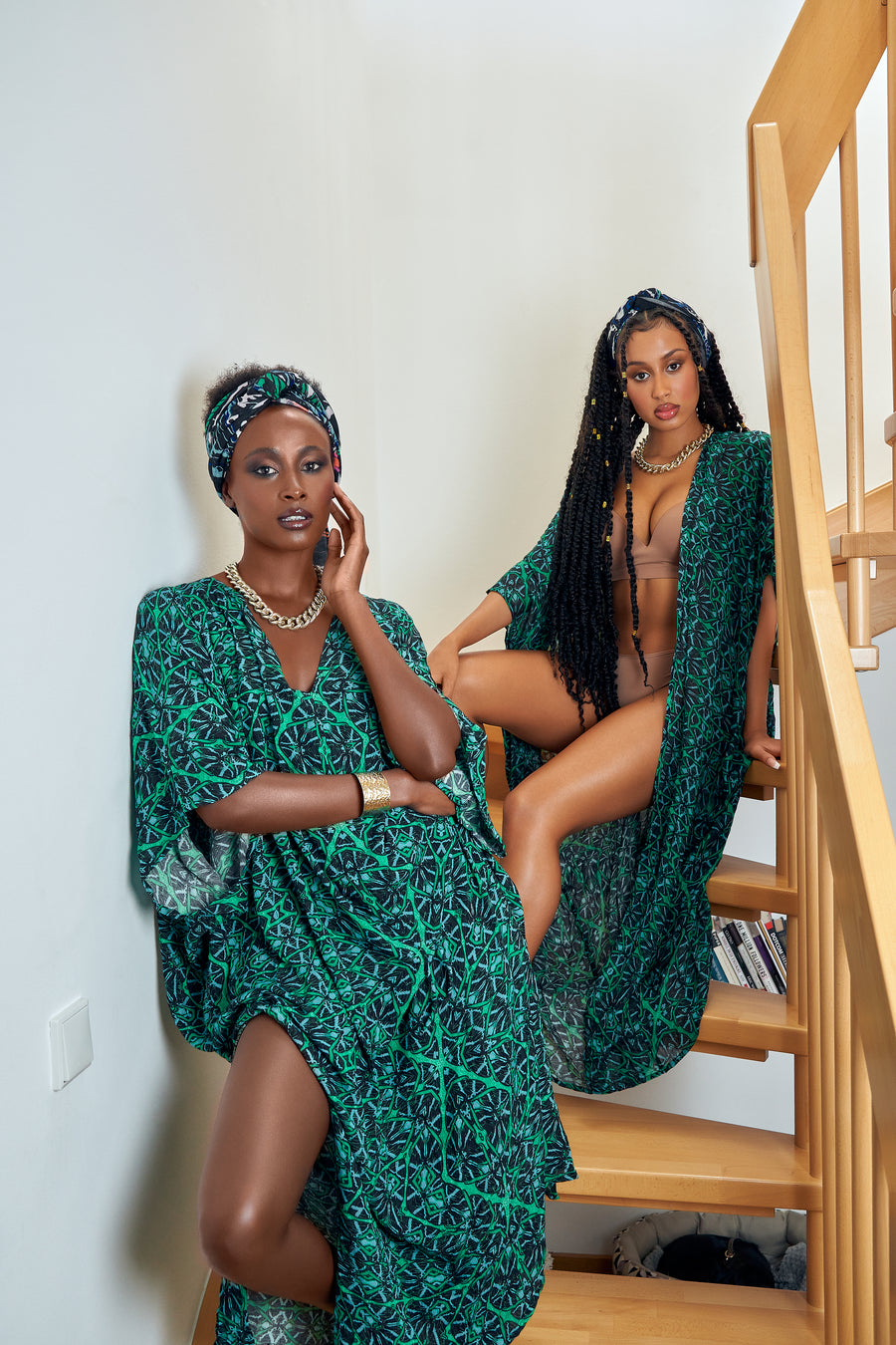 Akila Kimono Wrap Dress - Octavia Lazer Iguana - Furkat & Robbie